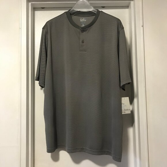 NEW Croft & Barrow Grey Short Sleeve Quick Dry Collarless Polo Shirt Men's XL - Picture 5 of 5